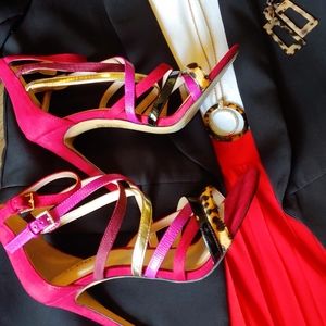 Strappy Multi-Colored Heels